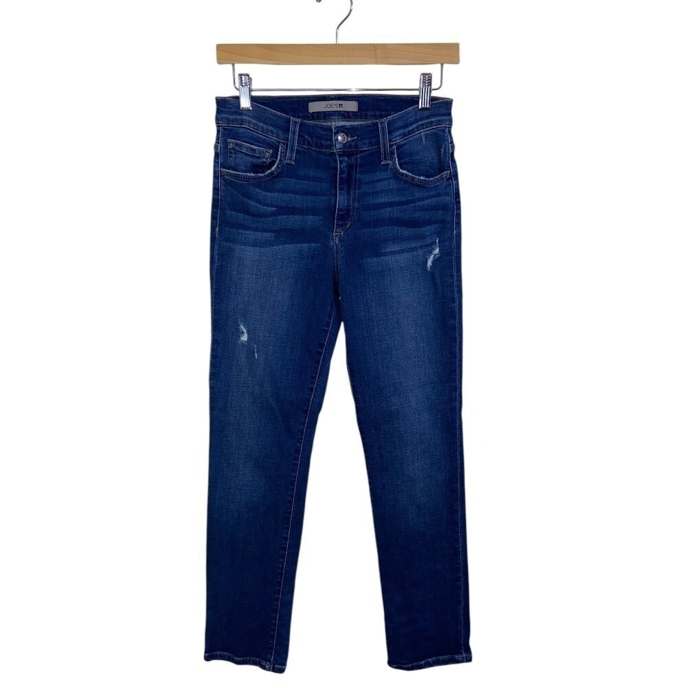 Joe's Jeans The Lara Cigarette Women 27 Dark Wash Excellent Distressed‎ Mid Rise